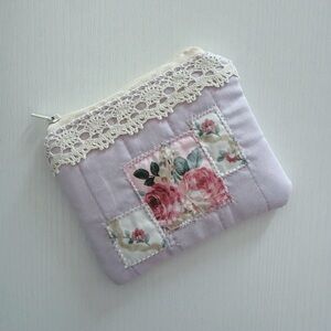 Floral Patchwork Pouch - Purple and Pink